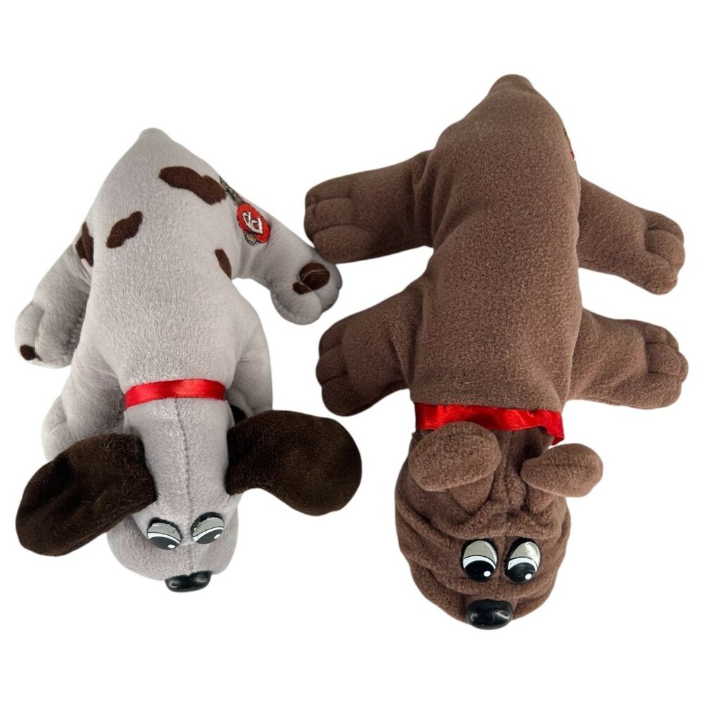 2 VTG Tonka Pound Puppies Plush Toys Gray Black Spots Brown Rumple Skins Newborn - Picture 10 of 11